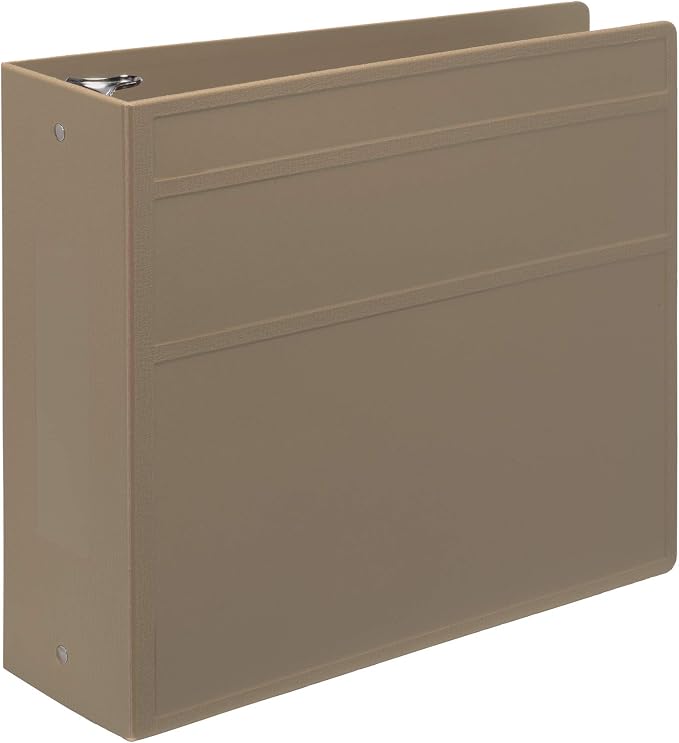 Carstens 4-Inch Heavy Duty 3-Ring Binder - Side Opening, Sand, Durable Plastic, Precision No-Gap Rings, Waterproof Cover, No Pockets, Holds 600 US Letter Sheets, BPA-Free, Made in USA (1846-3R)