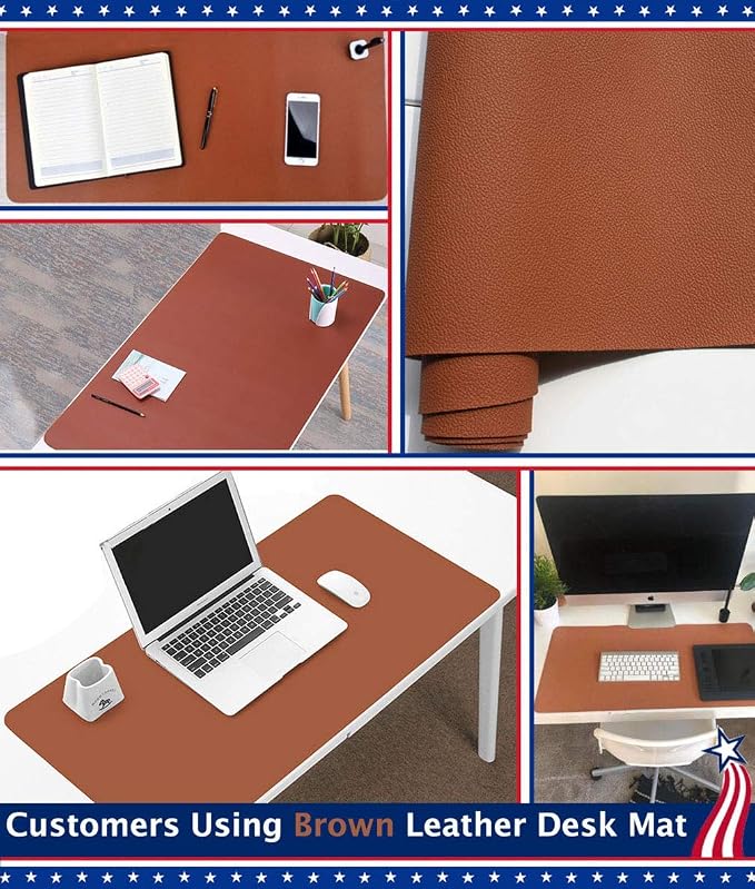 Desk Protector Blotter Pad on Top of Desks PU Leather Office Desk Writing Mat Computer Laptop Gaming Under Keyboard Mouse Pad Desk Decor Accessories Organizer for Women Men Kids Black 16 X 32 Inches