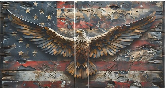 3 Ring Binder Eagle American Flag Vintage 1.5 inch Binders Three Ring Binders with Clipboard Fit 8.5'' x 11'' Paper 3 Interior PVC Clear Pockets for Office Supplies