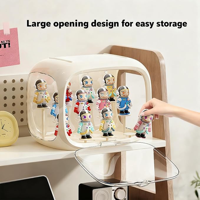 Display case for Plush Doll, Upgrade Large-Sized Display Box for 6.7in Dolls Clear Acrylic Display Box with Door Dust and Moisture Proof Suitable for Lego Collectibles Action Figures Pop Mart