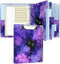 Rouidr Mini 3 Ring Binder with clipboard, 1 inch Round Binder Organizer, 8.5"x5.5" Cute Binder with 5 Dividers Tabs & Clear Sleeves, School Supplies, Office Supplies