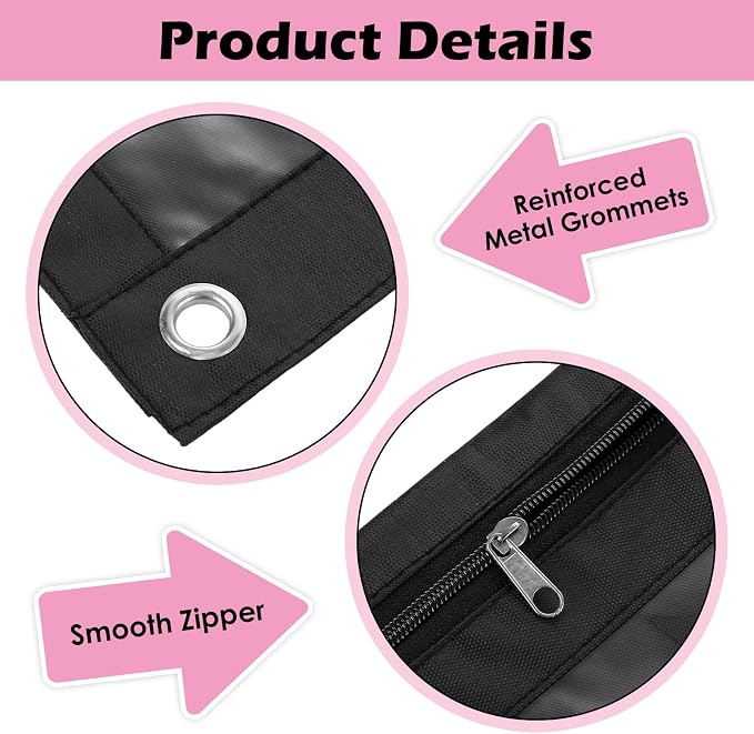 30Pack 3 Ring Binder Pencil Pouch with Zipper Black, Clear Window Pen Holder Case for Office, and Home Organization, Waterproof Oxford Fabric, Fits Standard 3 Ring Binders