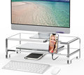Acrylic Monitor Stand Riser Clear Laptop Stand 2-Tier L16 xW7.5 xH4.7 | Computer Monitor Stand Laptop Riser with Storage, Compatible with All Notebooks and Monitors, Desk Organizer for Home Office