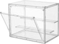 Acrylic Display Case for Collectibles, 3 Tier Figure Display Box | Clear Stackable Display Case with Magnetic Door, Interlocking Design, 2 Movable Plates, Small Easy Assembly Showcase