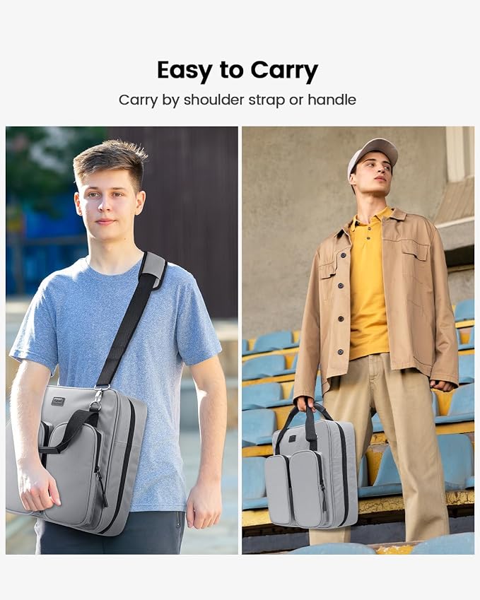 4 Inch Zipper Binder 3 Ring with Shoulder Strap,Tough/Multi-Pocket | Binder Bag with Laptop organizer for School Travel,Fit 13" MacBook & Tablet,800 Sheets Capacity,Water Resistant,Grey