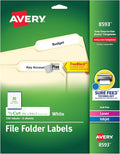 Avery File Folder Labels with TrueBlock Technology, Permanent Adhesive, 2/3" x 3-7/16", Laser/Inkjet, 150 Labels (08593)