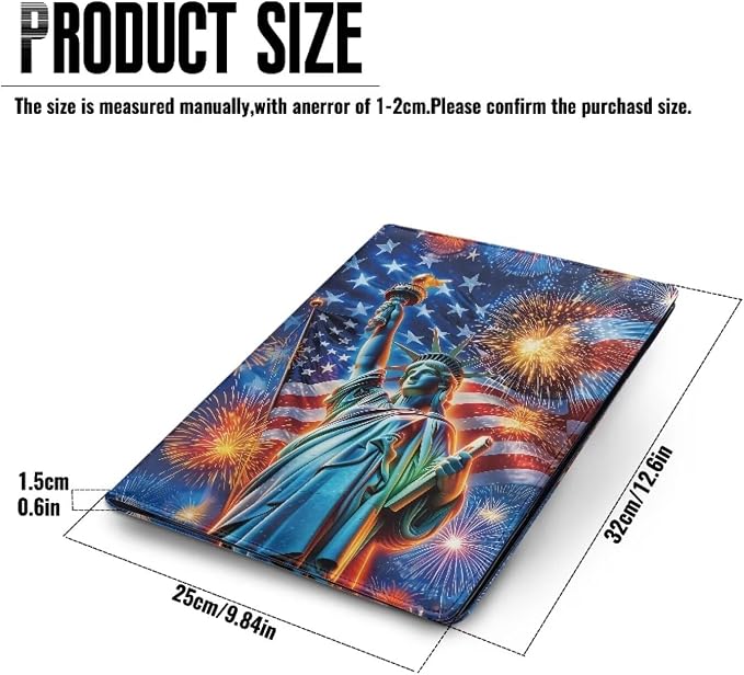 Dreaweet 250th Anniversary Portfolio Binder Statue of Liberty Fireworks Padfolio for Women Men,Resume Portfolio Folder Interview Document Organizer Card Holder Notepad Holder