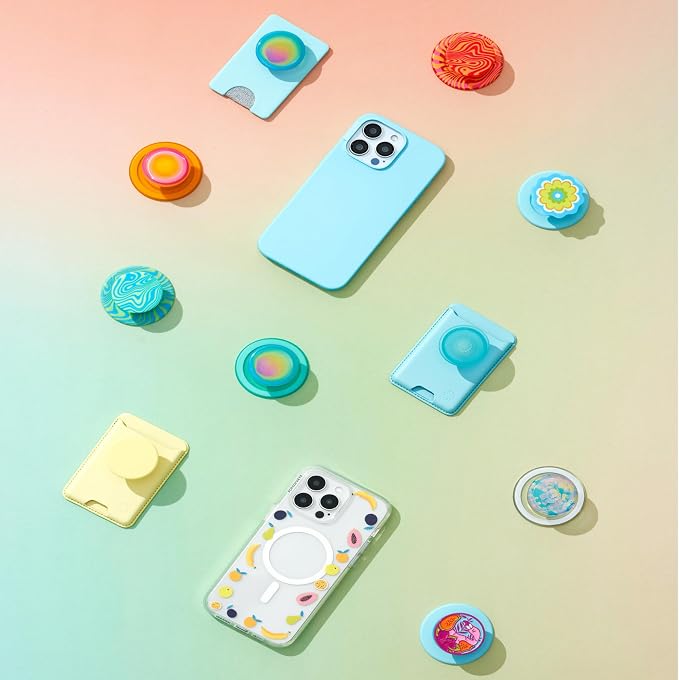 PopSockets Phone Grip for MagSafe, Magnetic Holder- Marble Swirl | Removable, For Kindle / Android / iPhone, With Magnet, Rainbow, Colorful, iPad, Removable, Popper