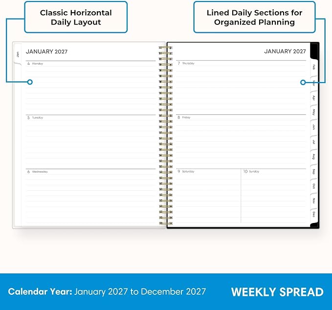 Blue Sky 2027 Weekly & Monthly Planner Calendar, 8.5"x11", Baccara Dark