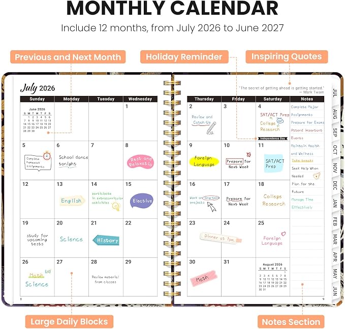 ZOTIA Planner 2026-2027, Jul 2026-Jun 2027 Weekly & Monthly Calendar