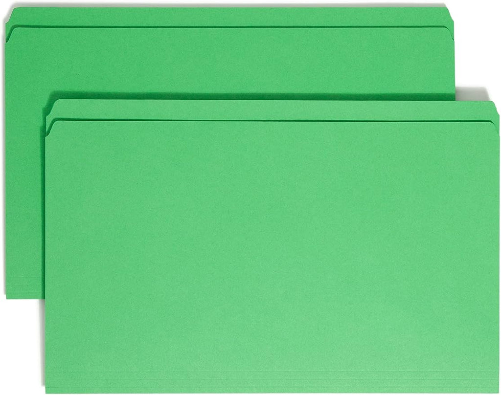 Smead File Folder, Reinforced Straight-Cut Tab, Legal Size, Green, 100 per Box (17110)