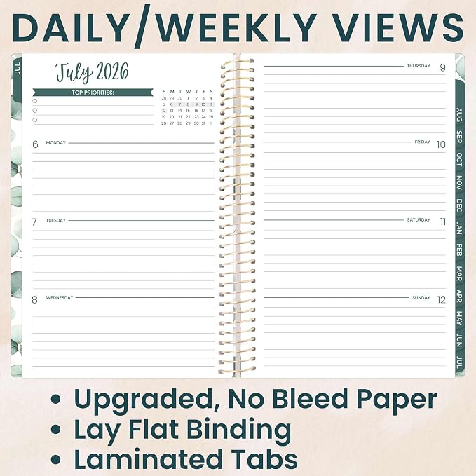 bloom daily planners 2026-2027 Planner - Academic Year (July 2026 - July 2027) Monthly & Weekly Soft Cover Planner for Women - 13 Month Inspirational Agenda Book with Stickers - 5.5" x 8.25" - Boho Greenery