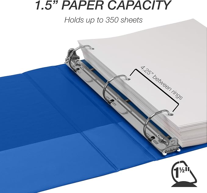 Samsill Durable 1.5 Inch Binder, D Ring Binder, 100% Recycled Chipboard, Blueberry