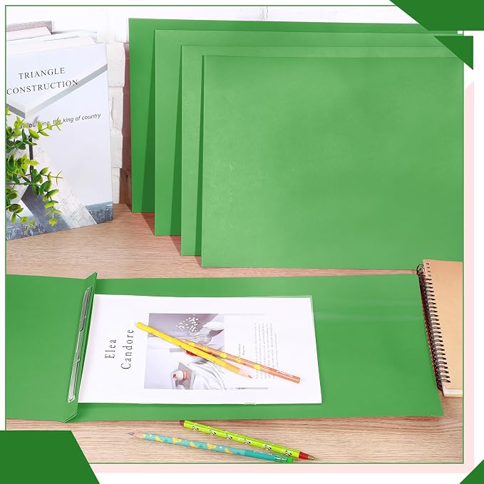 Resurhang 10 Pcs 11x17 Inch Pressboard Report Cover, 3" Capacity Presentation Binder Folder with Metal Prong Paper Fastener to Neatly Bind Reports Proposals Transcripts, Other Documents (Green)