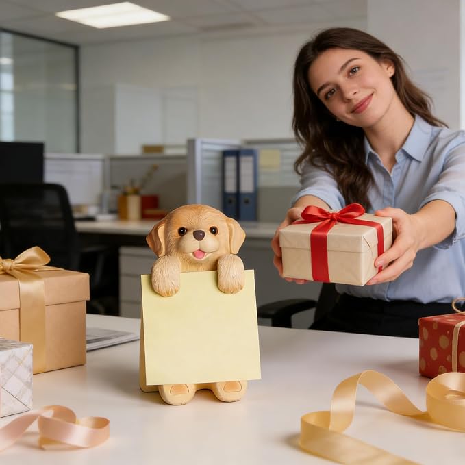 Dog Pop-Up Sticky Note Dispenser for 3x3 in Notes, Golden Retriever | Includes 100 sheets, handmade resin desk decor for office, home or classroom; gift for teachers, coworkers and dog lovers