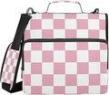 ALAZA Zipper Binder 3 Ring Pink White Checkered Binder Organizer with Zipper and Shoulder Strap Large Capacity Multi-Pocket Trapper Keeper File Folder for Office Supplies