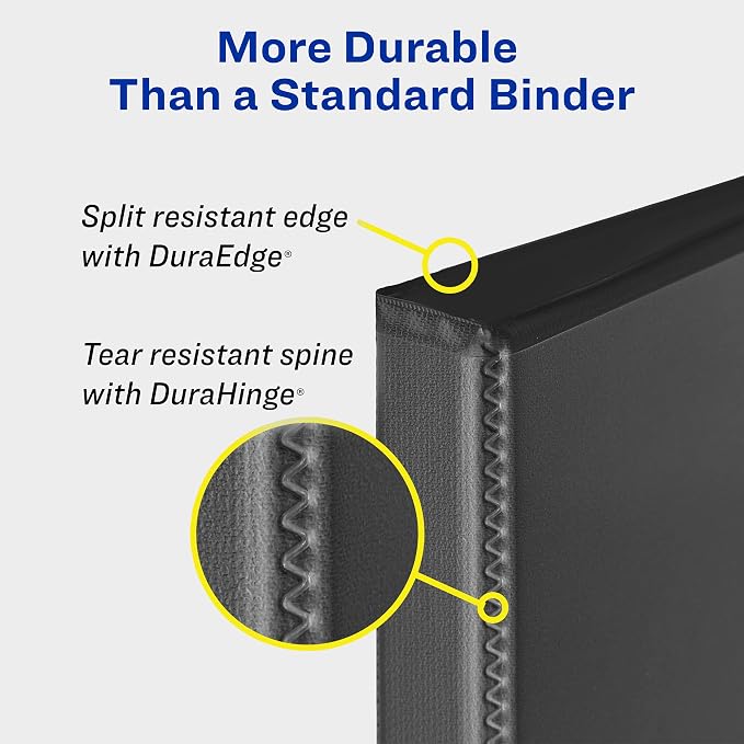 Avery Durable Clear View 3 Ring Binders, 3 Inch EZD Rings, 1 White Binder (09701) (Pack of 2)