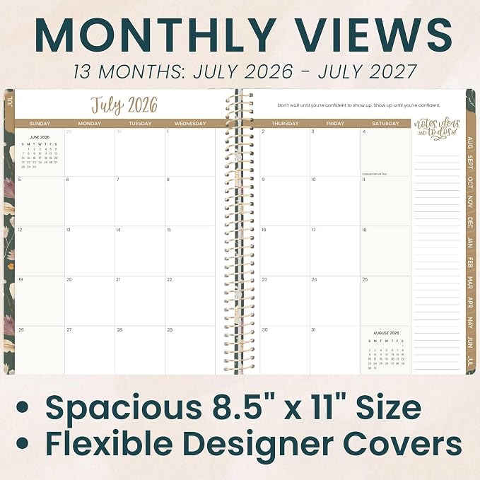 bloom daily planners 2026-2027 Planner (8.5” x 11") 13 Month Academic Year Organizer (July 2026 - July 2027) - Weekly & Monthly Agenda Book with Stickers & Tabs - Butterfly Garden
