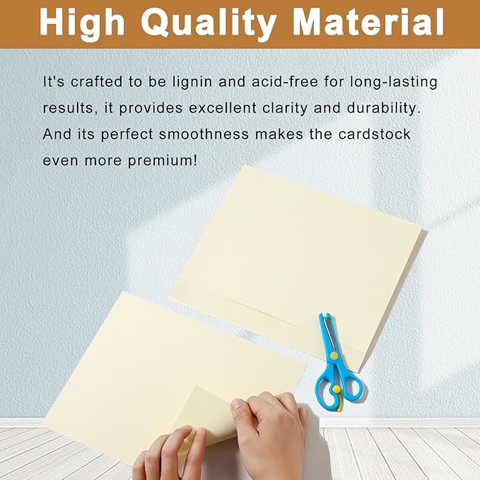 Silunkia 120 Sheets Cream Cardstock 8.5 x 11 Off White Paper 92lb | Premium Ivory Card stock Certificate Paper for DIY Cards Making, Menus, Business Cards, Greeting Cards, Invitations