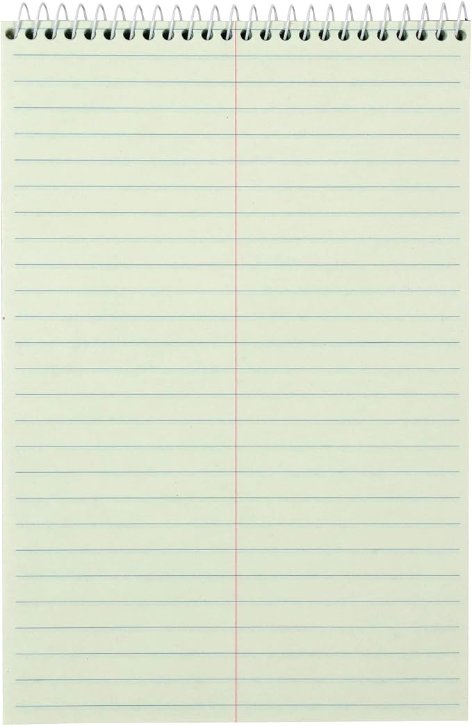 Amazon Basics Steno Notebooks, Gregg Rule, Green Paper for Notes, 80 Sheets, 6" x 9", 12-Pack