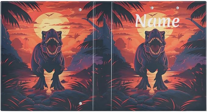 Custom 3 Ring Binder Dinosaur 1.5" Round Ring Binders Personalized Name View Binder with 200 Sheet for Women Men Office Kids School Supplies, 1 Pack
