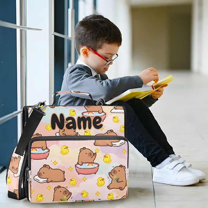 Custom Capybara Ducks 3 Ring Binder Bag 1.5 inch Personalized Name Binder Organizer 500 Sheet Documents Storage for School Office