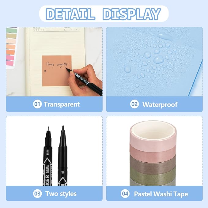 Sinload 60 Pcs Aesthetic Book Annotation Kit School Supplies Cute Pencil Case Mini Stapler Set 12 Highlighter 5 Gel Pen 6 Pencil 5 Magnetic Bookmark 1220 Sticky Note Student Stationary(Black)