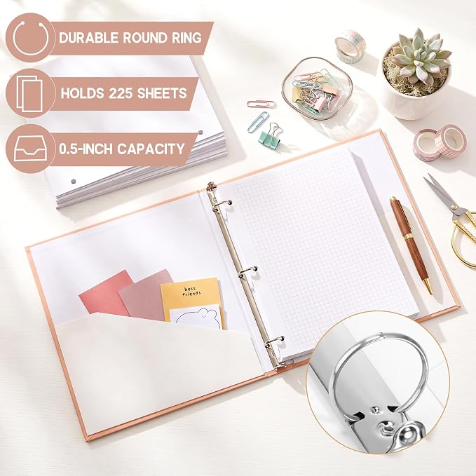 Ctosree 10 Pack Colored 3 Ring Binder with 2 Pockets Hardcover Loose Leaf Binder for Women Men Teacher Student School Office Home Supplies, Fits 11 x 8.5 Size Paper, 10 Colors (0.5",Vintage Color)