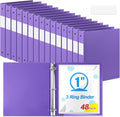 Henoyso 48 Pack 1 Inch 3 Ring Plastic Binders, Bulk Flexible PP Binders for Classroom & School Supplies, Letter Size 8.5 x 11, Holds 240 Sheets with Interior Pocket (Purple)