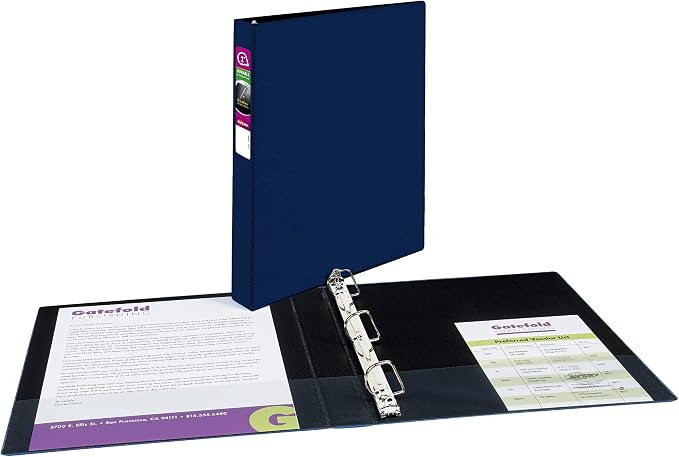 Avery Durable 3 Ring Binder, 1 Inch Slant Rings, 3 Blue Binders (27251) | For Daily School, Home and Office Use, DuraHinge Tear-Resistant Spine, DuraEdge Split-Resistant Sides, Interior Pockets