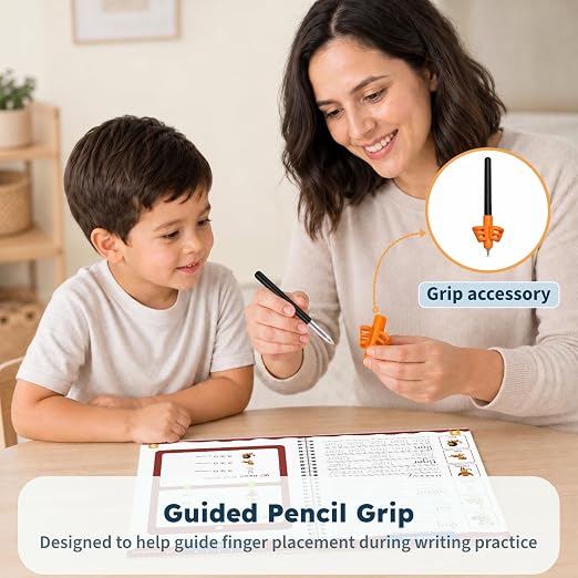 Magic Grooved Handwriting Workbook for Kids 3-8, Reusable with Auto-Disappearing Ink | Preschool Writing Learning Toy, Educational Gift for Toddlers