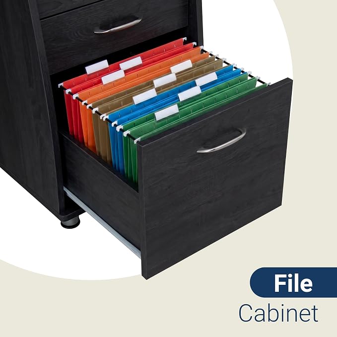 Techni Mobili 48''W Computer Desk with File Cabinet & Drawers, Espresso | Home Office, Keyboard Tray, Storage, Computer Workstation, Ideal for home office, Workspace organization