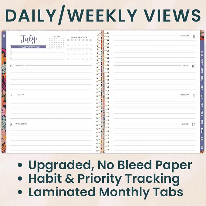 bloom daily planners 2026-2027 Planner (8.5” x 11") 13 Month Academic Year Organizer (July 2026 - July 2027) - Weekly & Monthly Agenda Book with Stickers & Tabs - Floral Fiesta