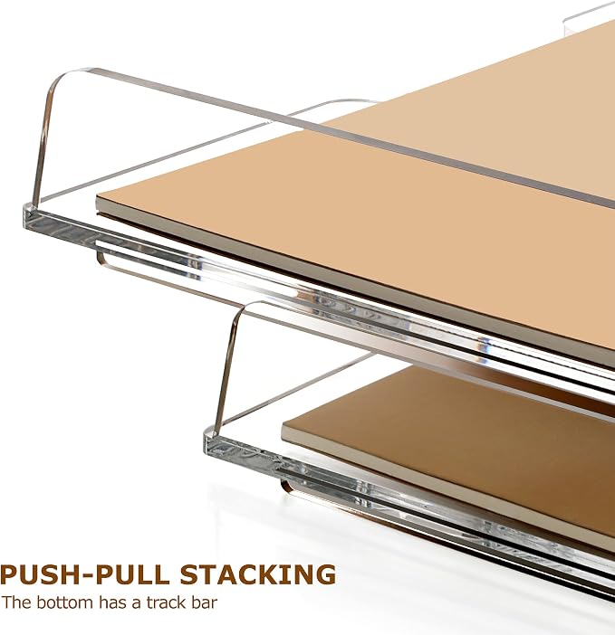 2 Pack-Stackable Paper Letter Tray Enlarged A4 File Desk Organizer Acrylic | Desk Organizers and Accessories Sorter Tray, Clear Workspace Office Supplies Organizers, 13.78inx9.25inx3.62in