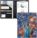 Dreaweet 250th Anniversary Portfolio Binder Statue of Liberty Fireworks Padfolio for Women Men,Resume Portfolio Folder Interview Document Organizer Card Holder Notepad Holder