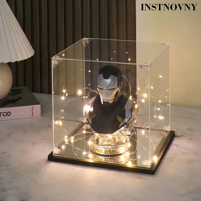Acrylic Display Case for Collectibles Assemble Acrylic Display Box for Lego 43172 Castle Building Toys Clear Acrylic Case for Display Trophy Figures Dolls(Black,13.8*9.8*13.8 inch)