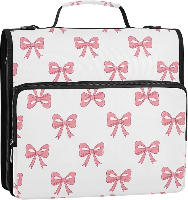 Zipper Binder Bag 3 Ring File Folder Portfolio Organizer Zippered Binder Bags with Strap Fits Laptop Women Men