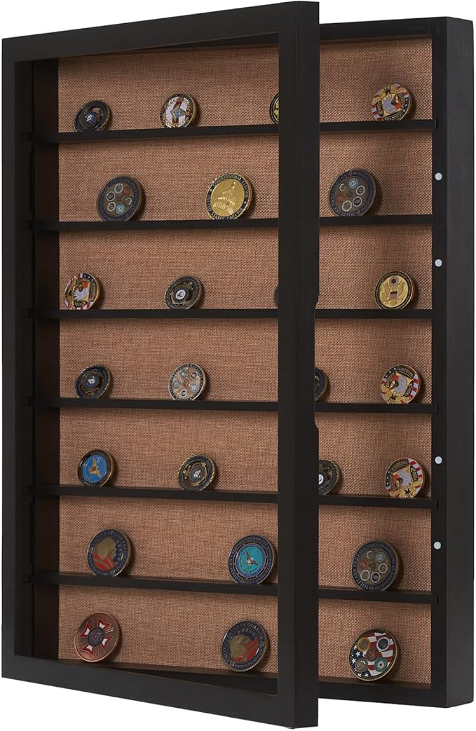 18x24 Shadow Box with Shelves and Hinged Door, Extra Large Shadow Boxes Display Cases with Movable Shelves for Coins Medals Bouquet Figures Miniatures-Black | Wood; 18x24-Inch Display; 6 Removable Shelves; Hinged Door; Wall-Mount or Tabletop; For Coins...
