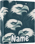 Custom 3 Ring Binder Eagles Head 1.5" Round Ring Binders Personalized Name View Binder with 200 Sheet for Kids School Supplies Women Men Office, 1 Pack