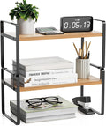 YGYQZ Desk Shelf Organizer, 2-Tier Desktop Bookshelf, Black & Wood | Detachable Design, 2-Tier Storage, Multi-Use Desktop Shelf, Compact Organization, Ideal for Office, Dorm & Home