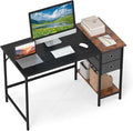 Giantex 48" Computer Desk with 2 Fabric Drawers, Industrial Home Office Desk with Open Storage Shelf, 2-Toned Finish & Metal Frame, Gaming Study Writing Table for Small Space, Bedroom, Black