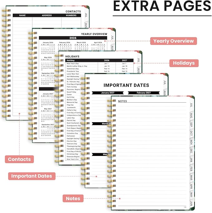 Planner 2026-2027, Academic Year Monthly & Weekly Planner Caledndar, July 2026 - June 2027, Hardcover Large Planning Agenda Book with Tabs for School Office Supplies, 8.5" x 11" - Corgi Reverie