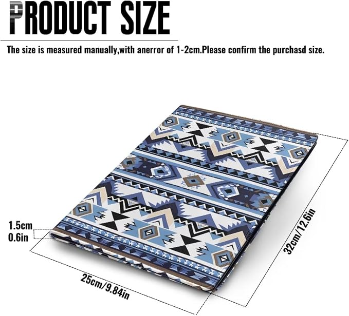 Dreaweet Aztec Print Padfolio Clipboard Folder Native American Ethnic Tribal Geometric PU Leather Portfolio Organizer Binder with Card Holder Board A4 Letter Size Notepad