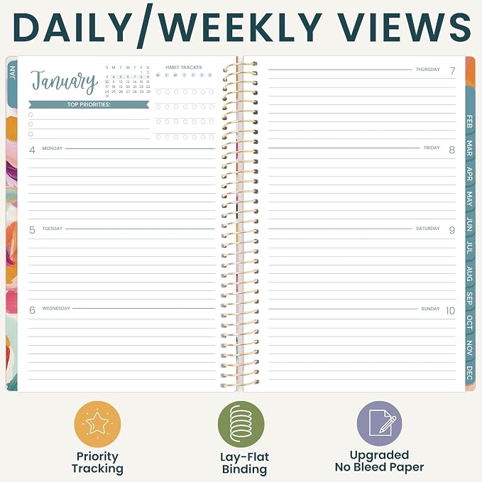 bloom daily planners 2027 Planner (January - December 2027) - Weekly & Monthly Softcover Planner for Women - Calendar Year Inspirational Agenda Book with Stickers - 5.5" x 8.25" - Brushstroke Blooms
