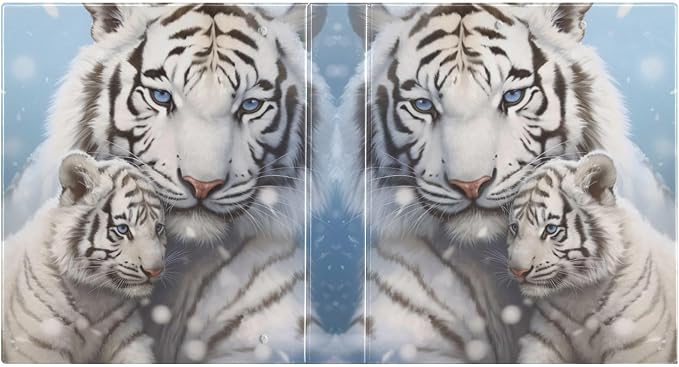 SPRIPORT Cute White Tiger Snow 1.5 Inch 3 Ring Binder Holds 200 Sheets for Office Supplies Durable PVC Round Ring Binder with Interior Clear Pockets Binder Organizer for Home Work Woman Man