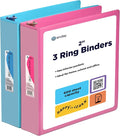 2 Inch Binder (2 Pack) Pink and Blue 2 Inch 3 Ring Binder, Clear View Cover with 2 Inside Pockets, Three Ring Binders for Home, Office and School Supplies - Enday