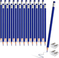 24PCS Erasable Colored Pencils with Eraser Pre Sharpened Pencil 2 HB - Ideal for Checking, Grading, Tests & Office/School Supplies (dark blue)