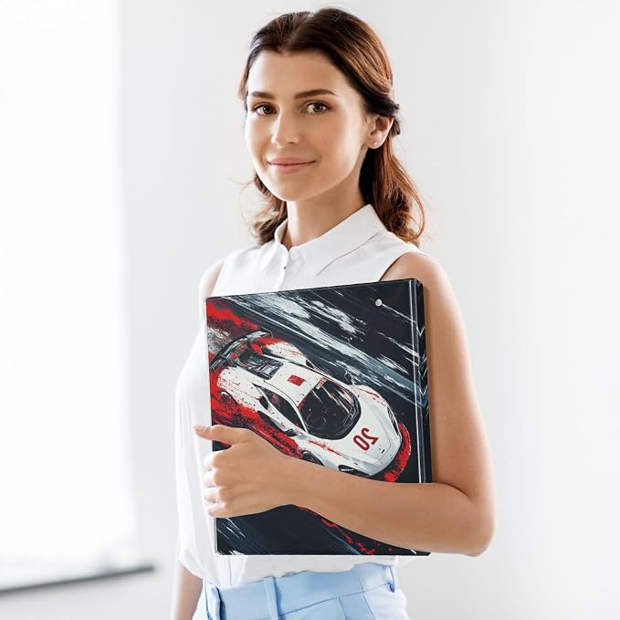 3 Ring Binder Racing Car Truck 1.5" Round Ring Binders View Binder with 200 Sheet for Kids School Supplies Women Men Office, 1 Pack