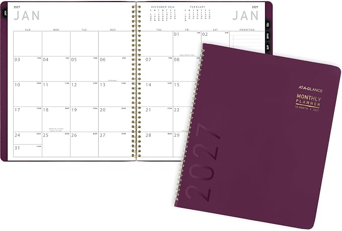 AT-A-GLANCE 2027 Planner, Monthly, 9" x 11", Contemporary, Purple (70250X1427)