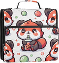 Cute Red Panda Bubbles 3 Ring Binder Bag 1.5 inch Binder Organizer with Zipper Shoulder Strap 500 Sheet Documents Storage for School Office